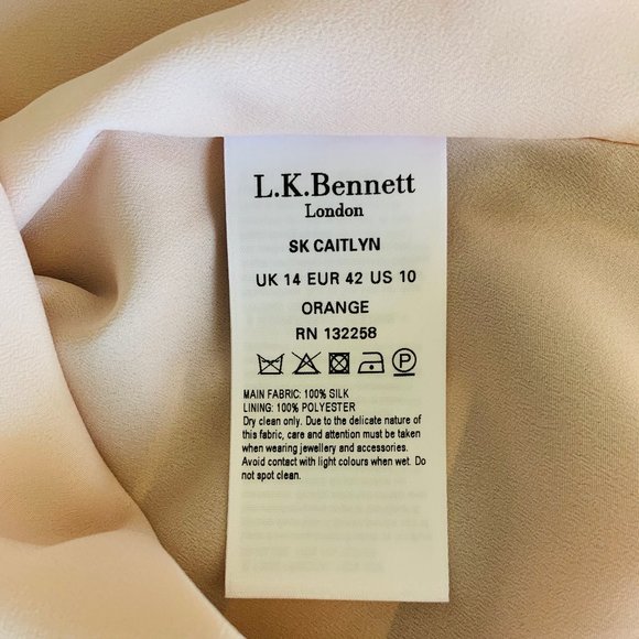 LK Bennett Orange Caitlyn Striped Silk Skirt - Picture 11 of 11